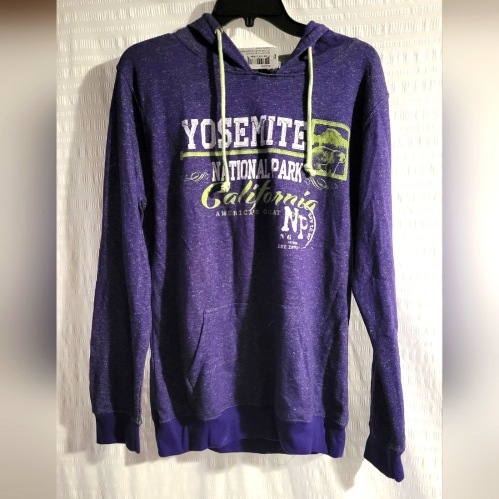 NWT Yosemite National Park Hoodie Purple With Lime Green Accents. XL